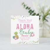 Aloha Baby roze groene tropische ananas dank u Bedankkaart (Staand voorkant)