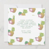 Aloha Baby roze groene tropische ananas dank u Bedankkaart (Achterkant)