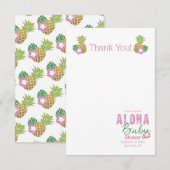 Aloha Baby roze groene tropische ananas dank u Bedankkaart (Voorkant / Achterkant)