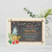 Aloha Baby. Shower Chalk Pineapple Luau Invitation Kaart (Staand voorkant)