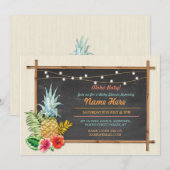 Aloha Baby. Shower Chalk Pineapple Luau Invitation Kaart (Voorkant / Achterkant)