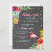 Aloha Baby shower Flamingo Chalk Luau Gold Uitnodi Kaart (Voorkant)
