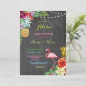Aloha Baby shower Flamingo Girl Boy Bright Invite Kaart (Staand voorkant)