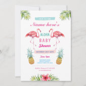 Aloha Baby shower Flamingo Pineapple Laua Invite Kaart (Voorkant)