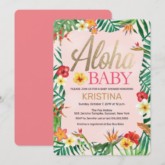 Aloha Baby shower, Hawaïaans, Tropisch Kaart (Voorkant / Achterkant)