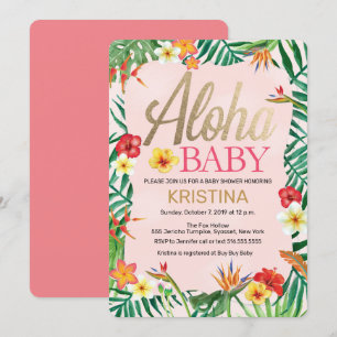 Aloha Baby shower, Hawaïaans, tropisch Kaart