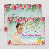 Aloha Baby shower Hawaiian Beach Party Retro Uitnodiging Briefkaart (Voorkant / Achterkant)