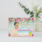 Aloha Baby shower Hawaiian Beach Party Retro Uitnodiging Briefkaart (Staand voorkant)