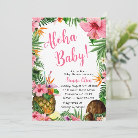 Aloha Baby shower, Hawaiian Luau Kaart (Staand voorkant)