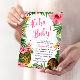 Aloha Baby shower, Hawaiian Luau Kaart