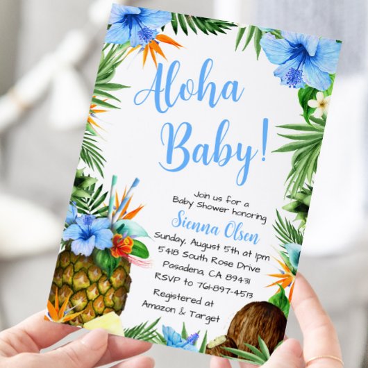 Aloha Baby shower, Hawaiian Luau Kaart