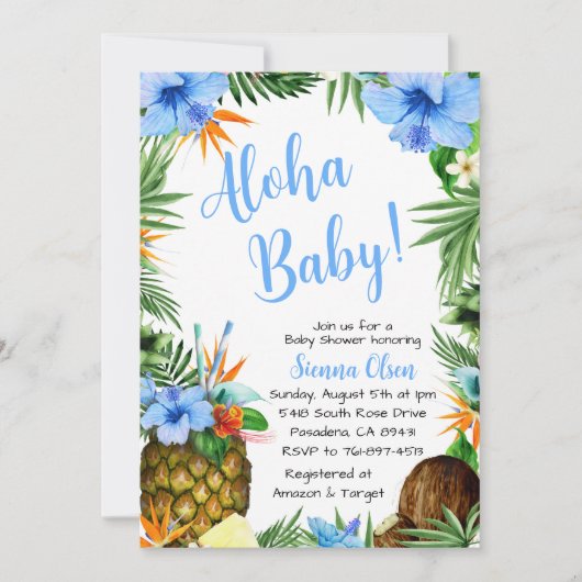 Aloha Baby shower, Hawaiian Luau Kaart (Voorkant)