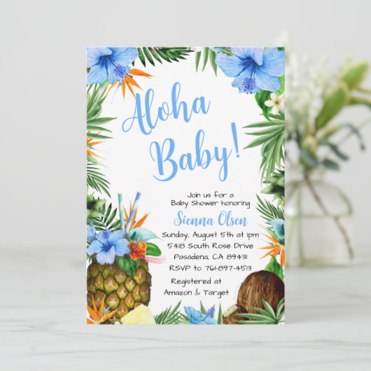 Aloha Baby shower, Hawaiian Luau Kaart (Staand voorkant)