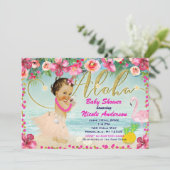 Aloha Baby shower Hawaiian Retro Beach Uitnodiging (Staand voorkant)