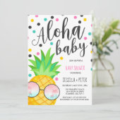Aloha Baby shower Invitation Pineapple Baby shower Kaart (Staand voorkant)