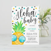 Aloha Baby shower Invitation Pineapple Baby shower Kaart (Staand voorkant)