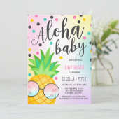 Aloha Baby shower Invitation Pineapple Baby shower Kaart (Staand voorkant)
