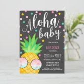 Aloha Baby shower Invitation Pineapple Baby shower Kaart (Staand voorkant)