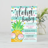 Aloha Baby shower Invitation Pineapple Baby shower Kaart (Staand voorkant)