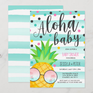 Aloha Baby shower Invitation Pineapple Baby shower Kaart
