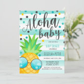 Aloha Baby shower Invitation Pineapple Baby shower Kaart (Staand voorkant)