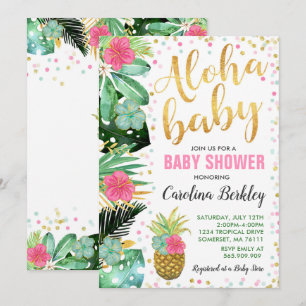Aloha Baby shower Invitation Tropical Baby shower Kaart