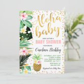 Aloha Baby shower Invitation Tropical Baby shower Kaart (Staand voorkant)