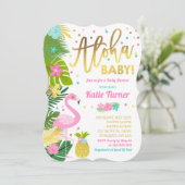 Aloha Baby shower Invitation Tropical Baby shower Kaart (Staand voorkant)