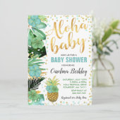 Aloha Baby shower Invitation Tropisch Baby shower Kaart (Staand voorkant)