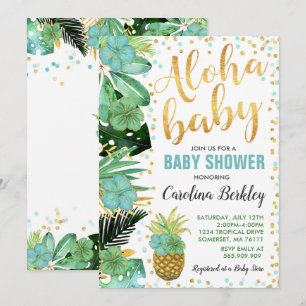 Aloha Baby shower Invitation Tropisch Baby shower Kaart