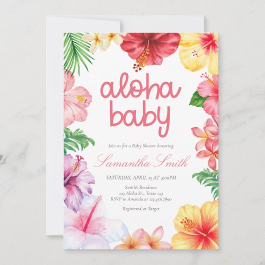Aloha Baby Shower Kaart (Voorkant)