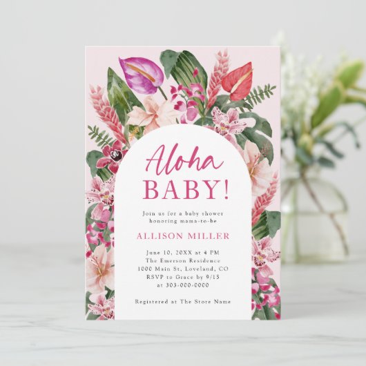 Aloha-Baby shower Kaart (Staand voorkant)