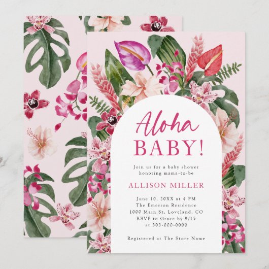 Aloha-Baby shower Kaart (Voorkant / Achterkant)