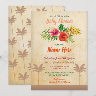Aloha Baby shower Luau Tropische  Invite Kaart