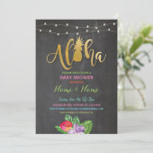 Aloha Baby shower Pineapple Girl Boy Bright Invite Kaart (Staand voorkant)