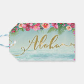 Aloha Baby shower Retro Hawaiian Beach Party Favor Cadeaulabel (Achterkant Horizontaal)