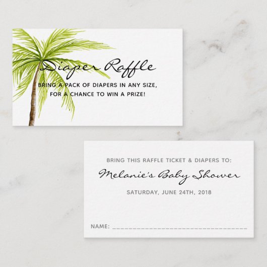 Aloha Baby shower Tropical Diaper Raffle Ticket Informatiekaartje (Voorkant / Achterkant)