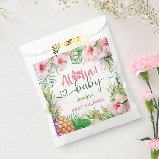 Aloha Baby shower Tropical Luau Girl Pink Bedankzakje (Gezegeld)