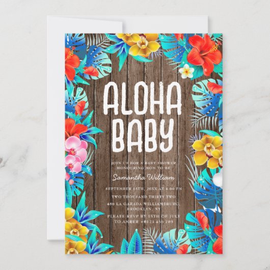 Aloha Baby shower Tropical Luau Theme Kaart (Voorkant)
