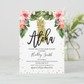 Aloha baby shower tropische ananas kaart (Staand voorkant)