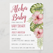 Aloha Baby Shower Tropische Bloemige Waterverf Roz