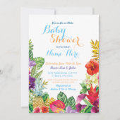 Aloha Baby shower Tropische Luau Boy Blue Invite Kaart (Voorkant)