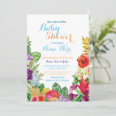 Aloha Baby shower Tropische Luau Boy Blue Invite Kaart (Staand voorkant)