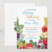 Aloha Baby shower Tropische Luau Boy Blue Invite Kaart (Voorkant / Achterkant)