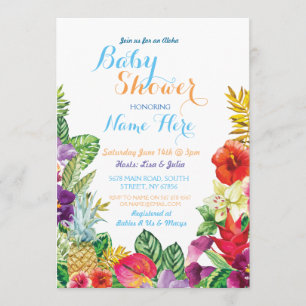 Aloha Baby shower Tropische Luau Boy Blue Invite Kaart