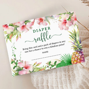 Aloha Baby shower Tropische Luier Raffle Enclosure Informatiekaartje