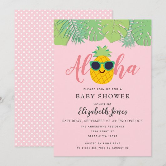 Aloha Baby shower Uitnodiging (Voorkant / Achterkant)