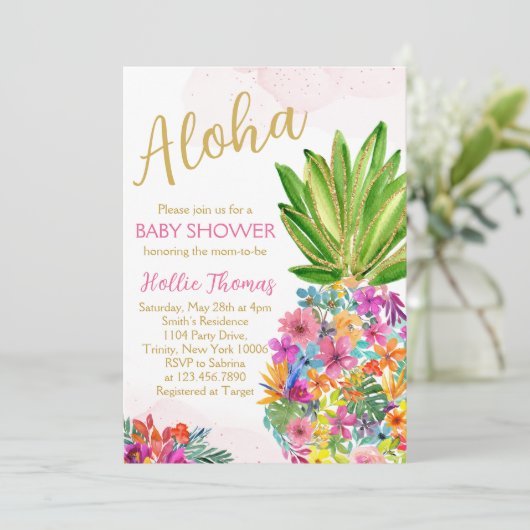 Aloha Baby shower Uitnodiging (Staand voorkant)