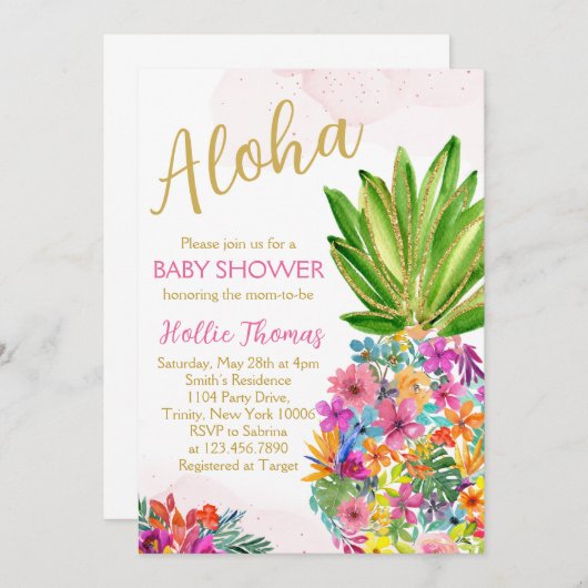 Aloha Baby shower Uitnodiging (Voorkant / Achterkant)