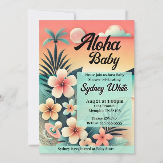 Aloha Baby shower Uitnodiging (Voorkant)